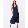Těhotenské šaty na ramínka modré letní