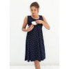 Kojící šaty na ramínka tmavě modré s puntíky