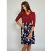 těhotenské šaty s uvazováním bordo květinové
