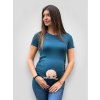 vtipné těhotenské tričko s miminkem petrolej