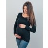 Bambusové těhotenské tričko s dlouhým rukávem černé