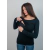 Bambusové těhotenské a kojicí tričko Abby 3v1 – černé s dlouhým rukávem