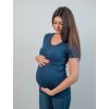 Těhotenské tričko modré bambusové