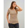 těhotenské a kojící tričko béžové s černými puntíky
