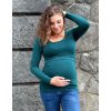 Těhotenské tričko tmavě zelené dlouhý rukáv bambusové