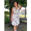 Těhotenské a kojící šaty bez rukávů bílé květinové