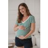 Těhotenské a kojící tričko bílo zelené proužky