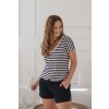Těhotenské a kojící tričko modro bílé proužky