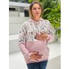 Těhotenská a kojící mikina růžová s květinami 3v1