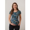 Těhotenské a kojící tričko modré květinové