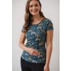 Těhotenské a kojící tričko tmavě modré s kvítky
