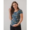 Těhotenské tričko tmavě modré květinové