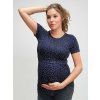 Těhotenské a kojicí tričko Mama L’amour 3v1 – modré s jemnými puntíky