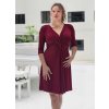 Elegantní bambusové těhotenské šaty Vivianne 2v1 – red wine, uzlový střih, 3/4 rukáv