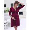 Elegantní těhotenské šaty s předním uzlem bordó