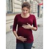 Bambusové těhotenské a kojicí tričko Abby 3v1 – red wine, 3/4 rukáv