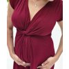 těhotenské šaty bordó uzlový střih detail