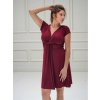 těhotenské šaty Vivianne bordó s předním uzlem krátký rukáv optimized