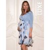 elegantní těhotenské šaty modré vzorované demelze