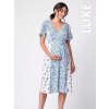 těhotenské šaty s květinami modrobílé