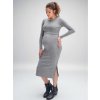 svetrové těhotenské a kojicí šaty šedé dlouhý rukáv