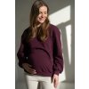 Těhotenská mikina vínová fialová oversize