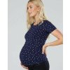 těhotenské tričko modré s puntíky krátký rukáv