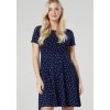 Těhotenské a kojicí šaty modré s puntíky krátký rukáv