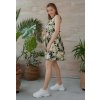 krátké těhotenské šaty s tropickým vzorem kojicí