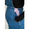 Džínová těhotenská šatovka modrá detail vsadka
