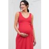 Těhotenské šaty na ramínka červené Keverne
