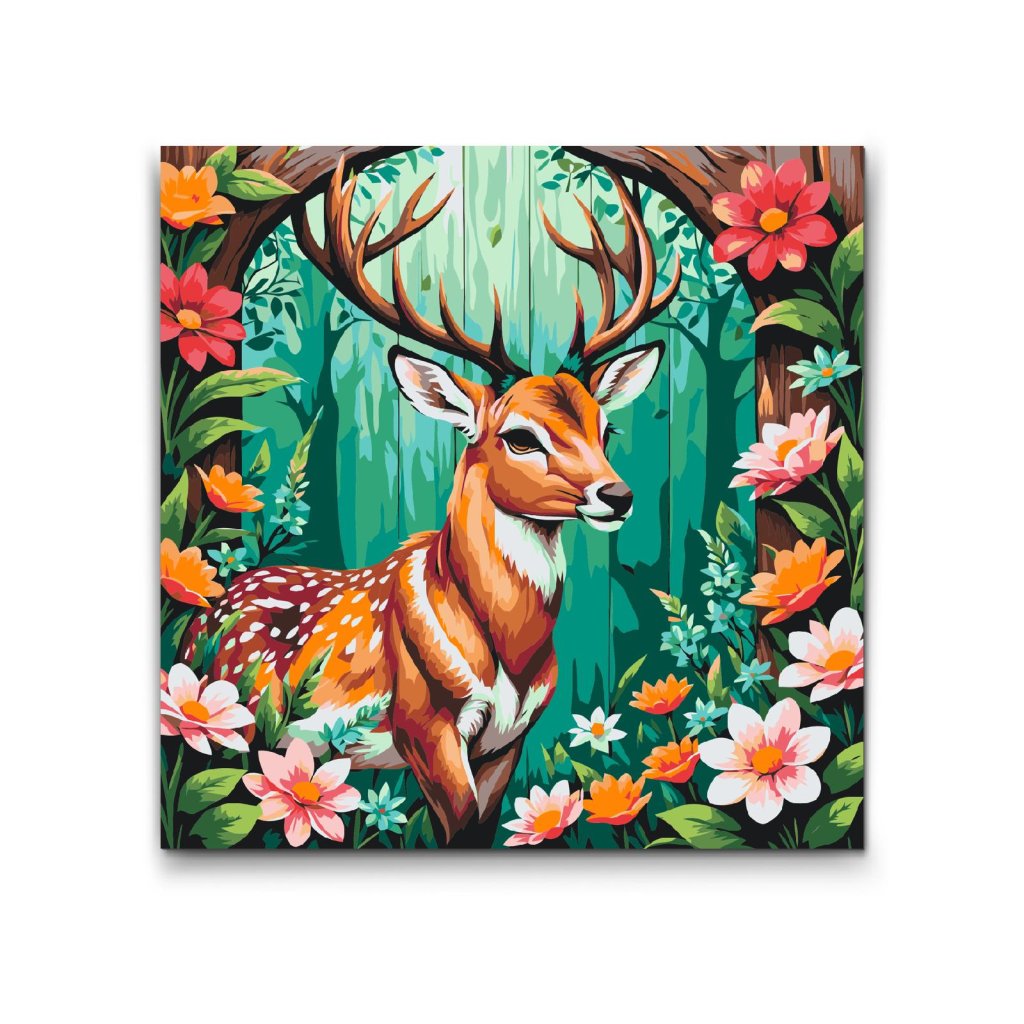 M2_Malen_nach_Zahlen_-_Hirsch_mit_zarten_Blüten