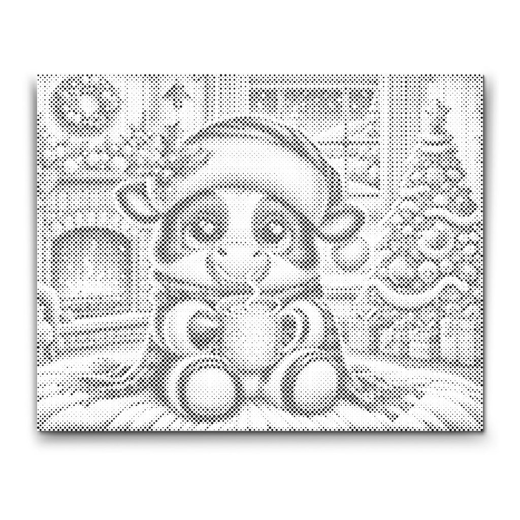 M2_Punktmalerei_-_Weihnachtskuh_und_eine_Tasse_Kaffee
