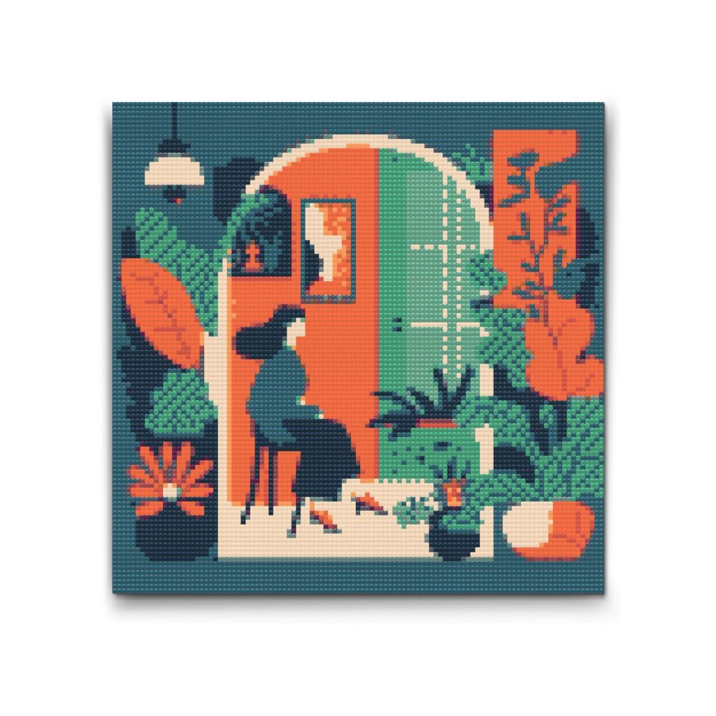 M2_Diamond_painting_-_Illustration_-_Frau_in_der_Wohnung