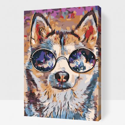Malen nach Zahlen - Husky mit Brille