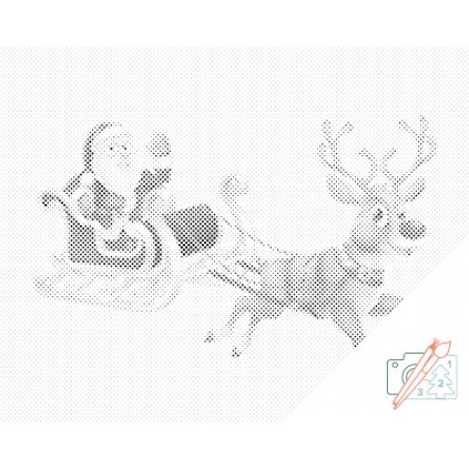 Punktmalerei - Weihnachtsmann auf einem Schlitten