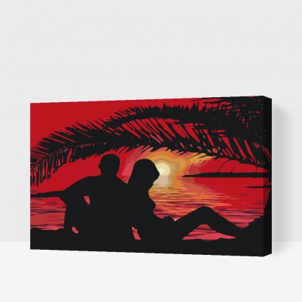 Malen nach Zahlen - Ein liebendes Paar bei Sonnenuntergang