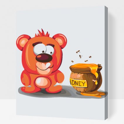 Malen nach Zahlen - Teddybär und sein Honig