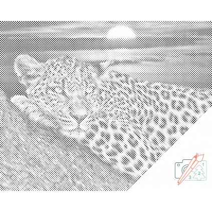 Punktmalerei - Leopard bei Sonnenuntergang