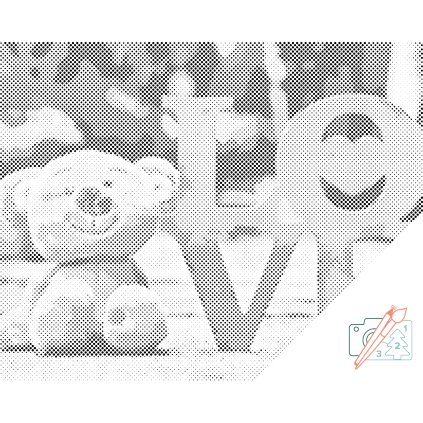 Punktmalerei - Teddybär mit Inschrift