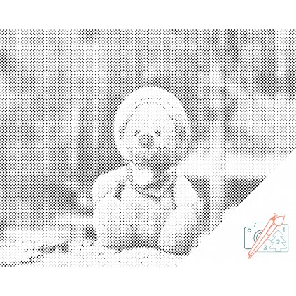 Punktmalerei - Teddybär mit Hut