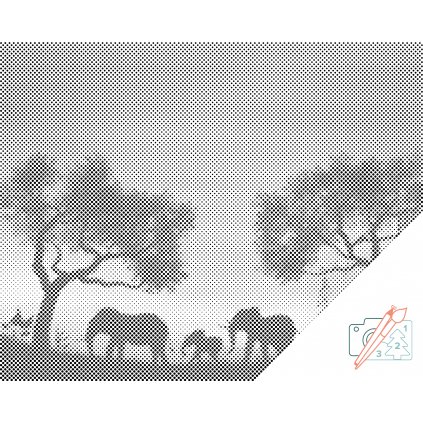 Punktmalerei - Elefantenfamilie
