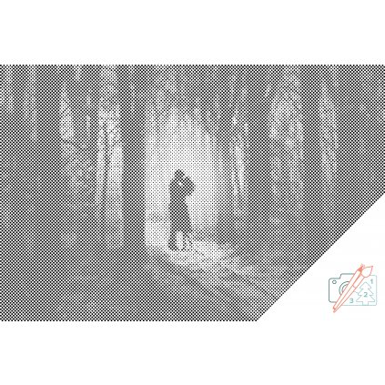 Punktmalerei - Verliebtes Paar im Wald