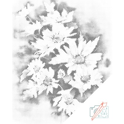 Punktmalerei - Herbstblume, Astra weiß