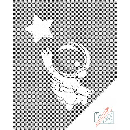 Punktmalerei - Astronaut in Reichweite des Sterns