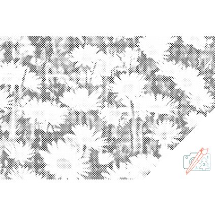 Punktmalerei - Gänseblümchen auf der Wiese