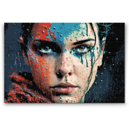 Diamond Painting - Frau mit Farbe auf dem Gesicht
