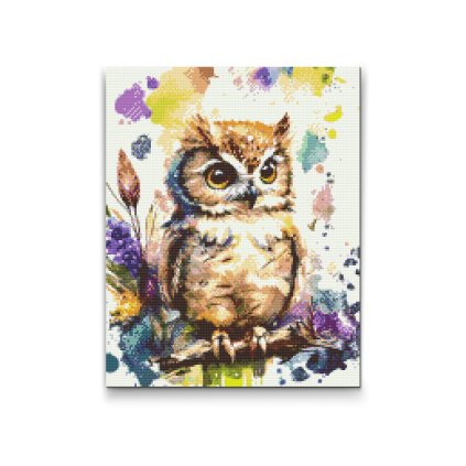 Diamond Painting - Eule mit buntem Hintergrund