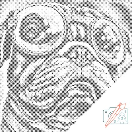 Punktmalerei - Hund mit stylischer Brille 2