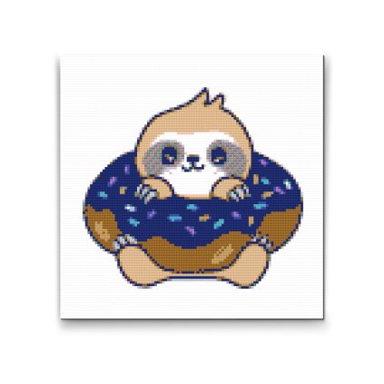 Diamond Painting - Faultier im Doughnut